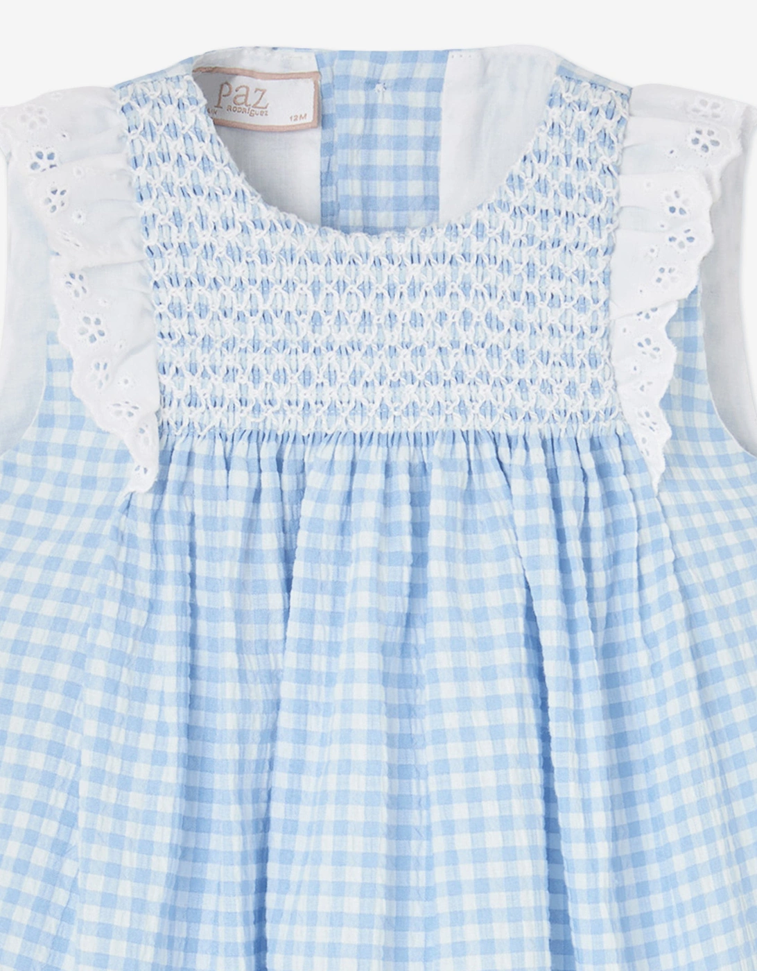 Girls Sleeveless Gingham Dress in Blue
