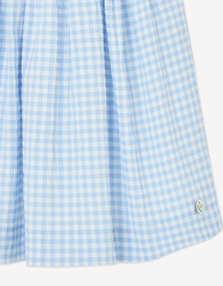Girls Sleeveless Gingham Dress in Blue