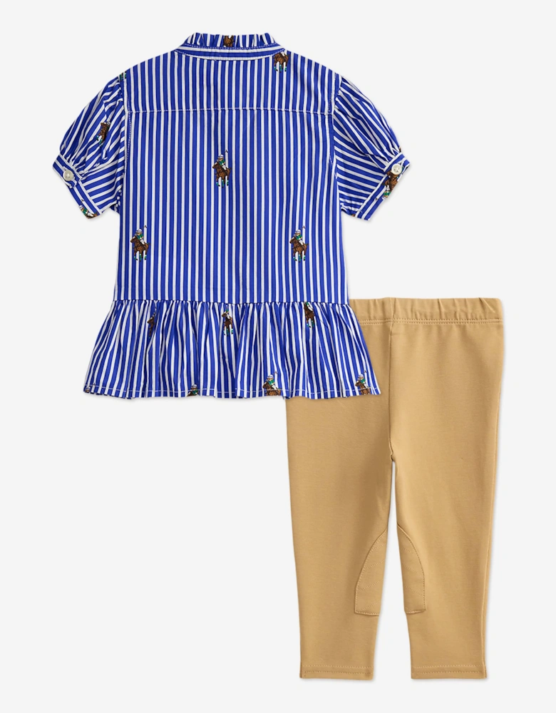 Baby Girls Blouse and Trouser Set in Blue