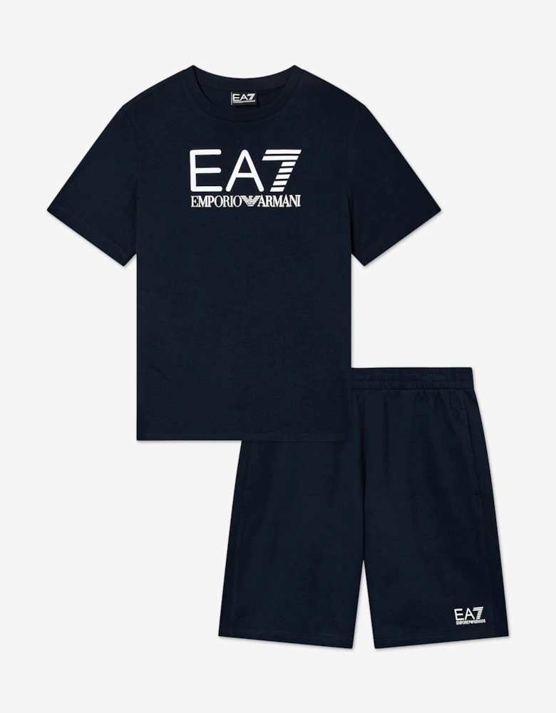 Emporio Armani Boys Train Visibility Short Set in Navy