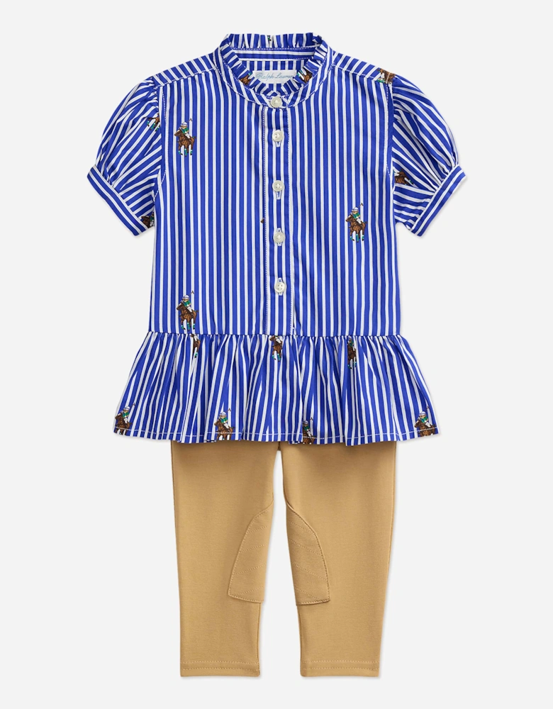 Baby Girls Blouse and Trouser Set in Blue