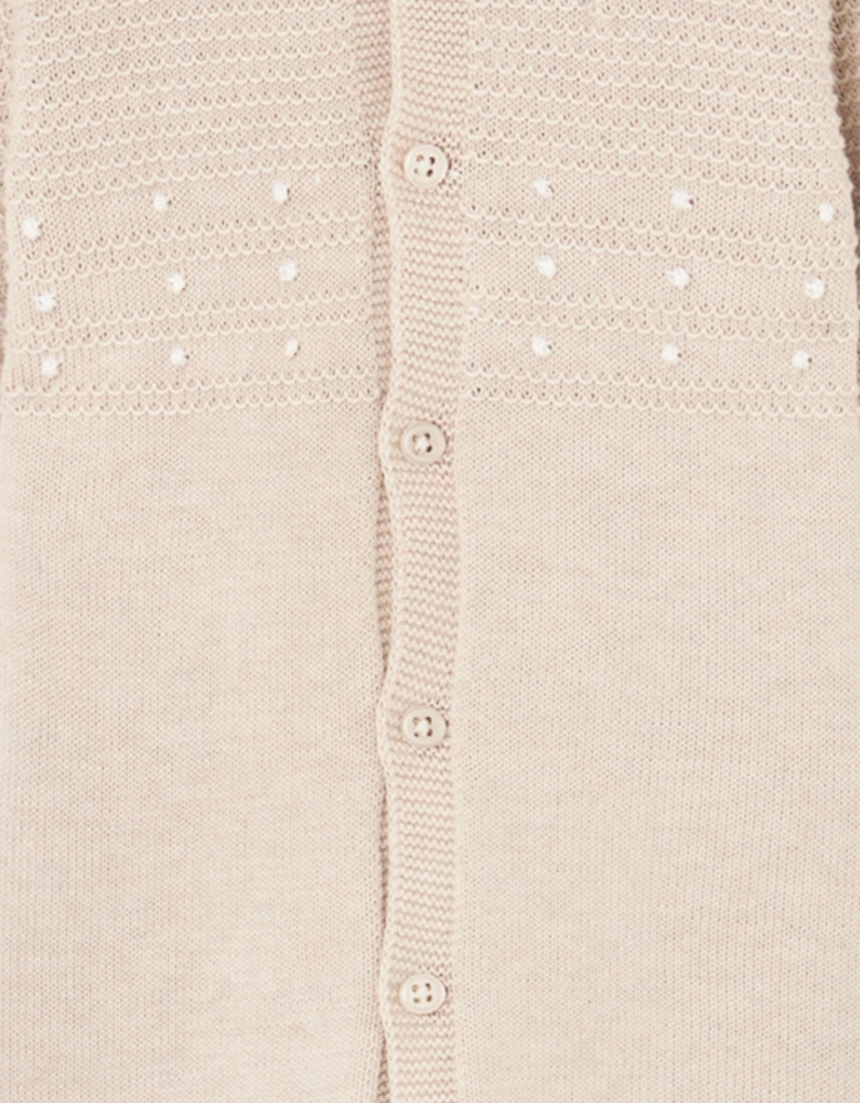 Baby Boys Cotton Knit Babygrow in Beige
