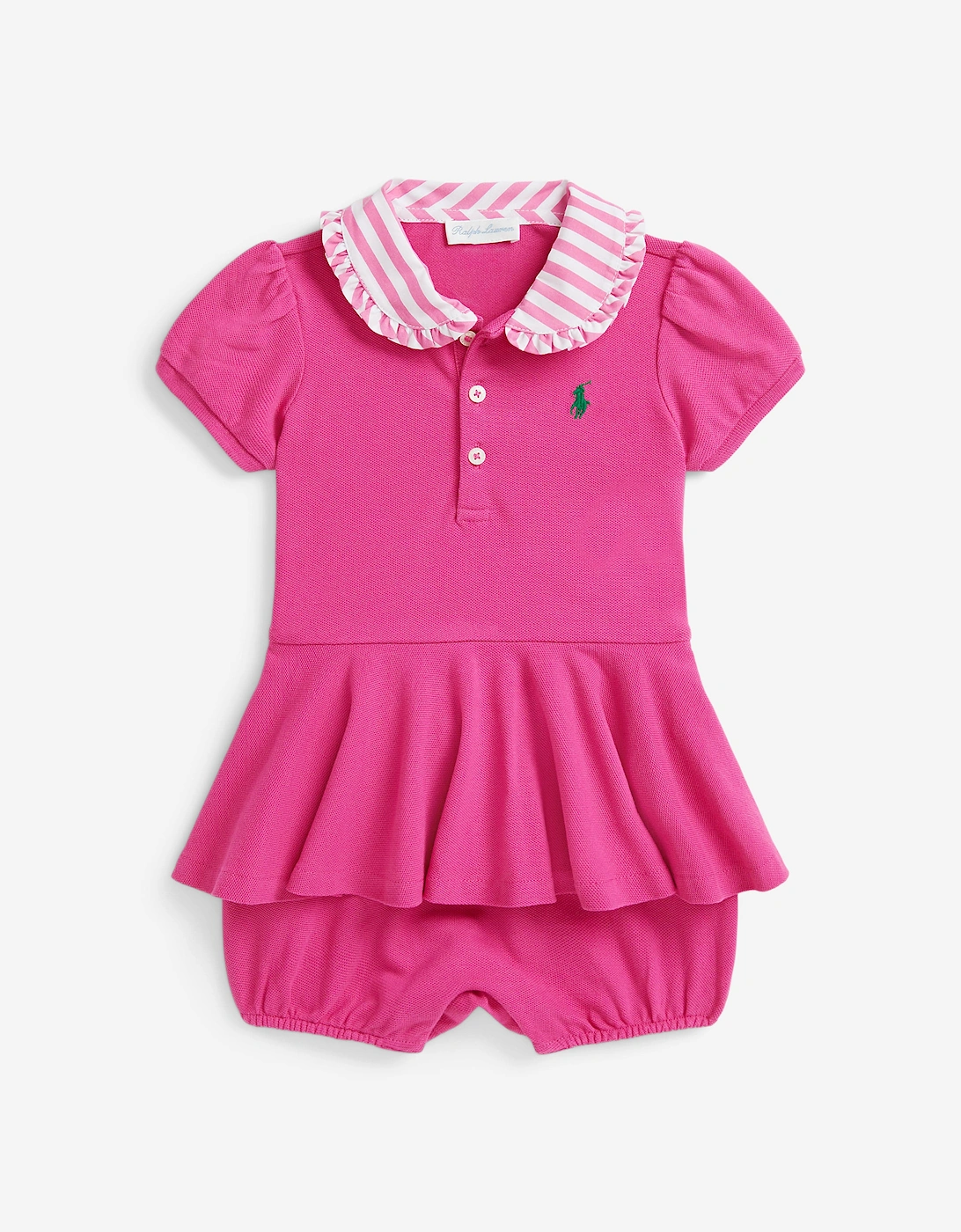 Baby Girls Peplum Polo Romper in Pink, 5 of 4