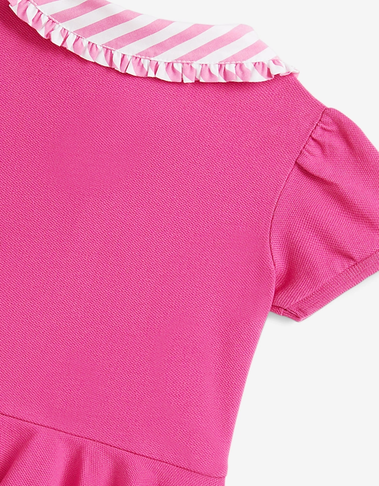 Baby Girls Peplum Polo Romper in Pink