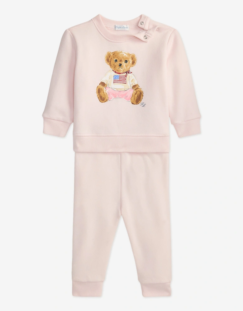 Baby Girls Polo Bear Tracksuit in Pink