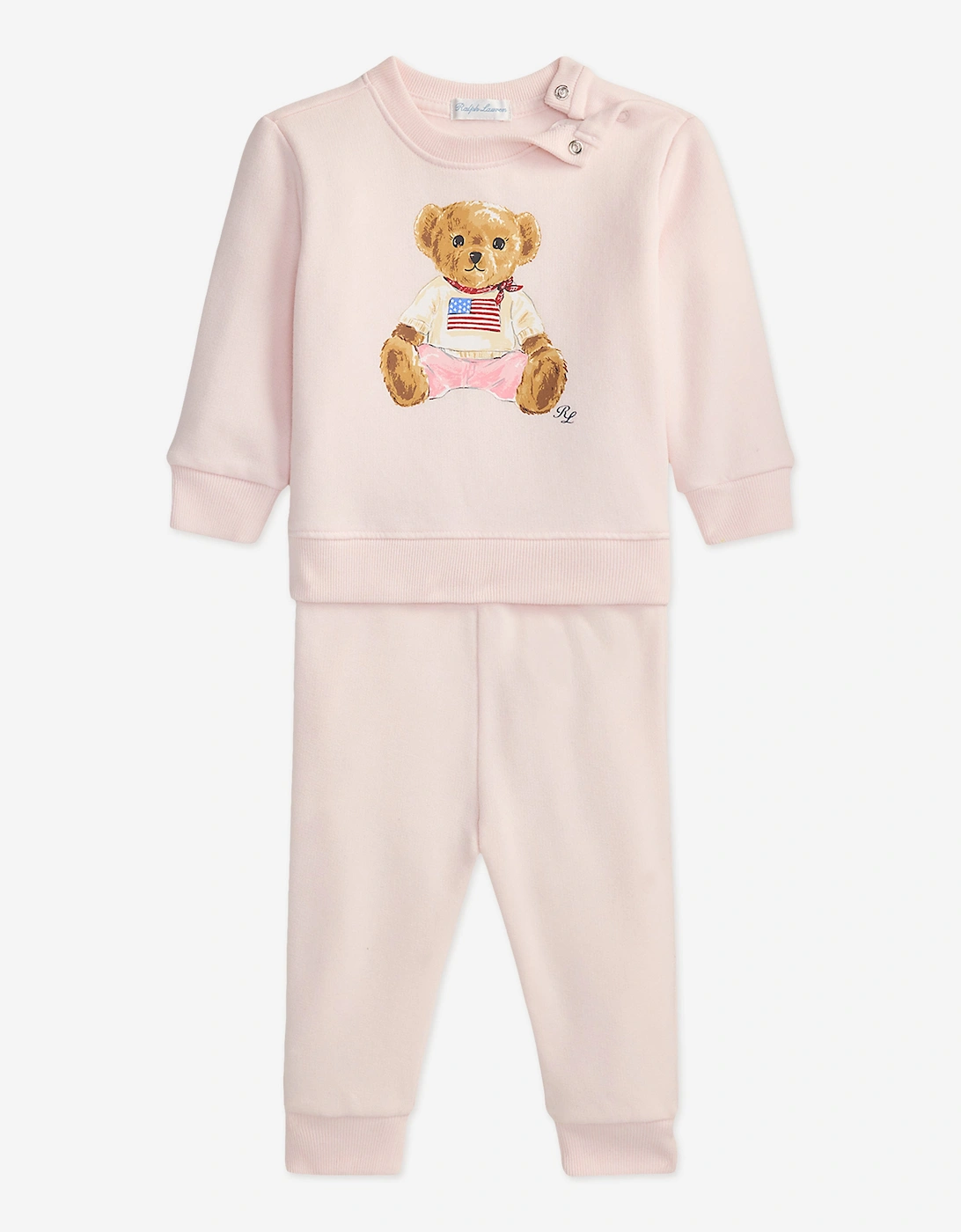 Baby Girls Polo Bear Tracksuit in Pink, 5 of 4
