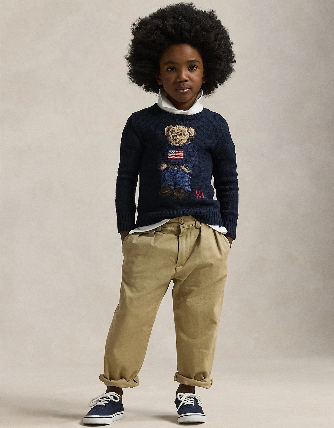 Boys Polo Bear Jumper in Navy