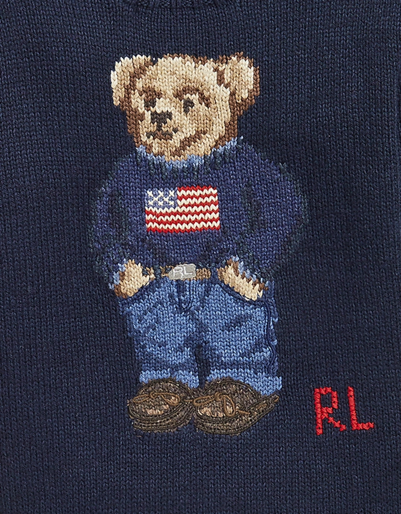 Boys Polo Bear Jumper in Navy
