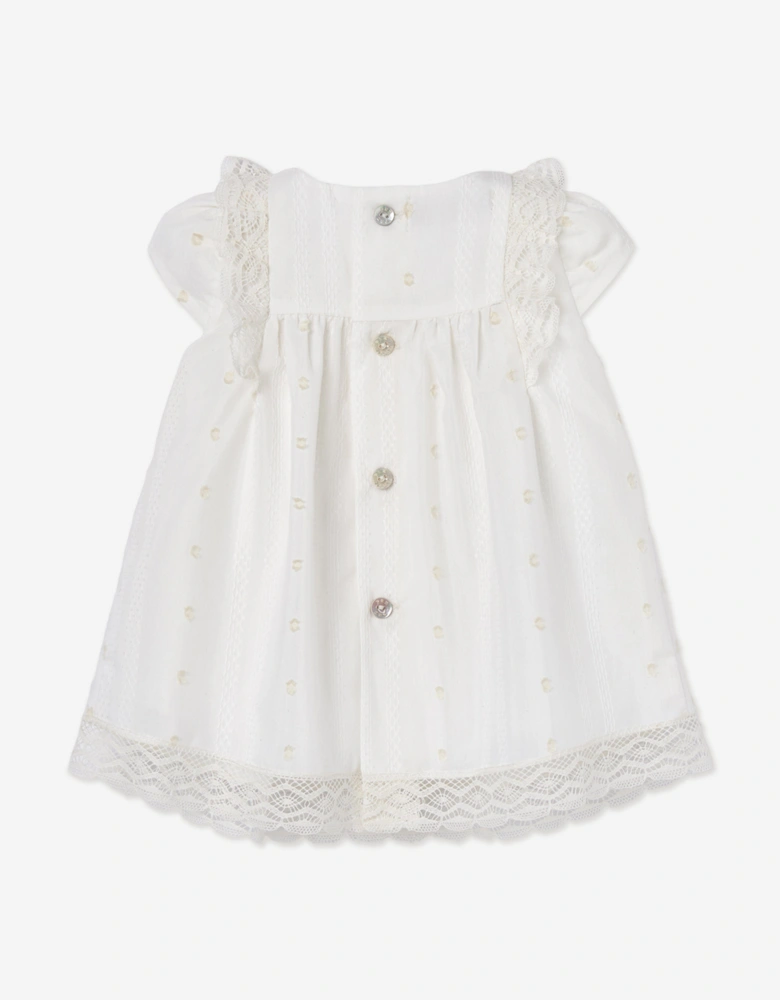 Baby Girls Lace Trim Ceremony Dress in Ivory