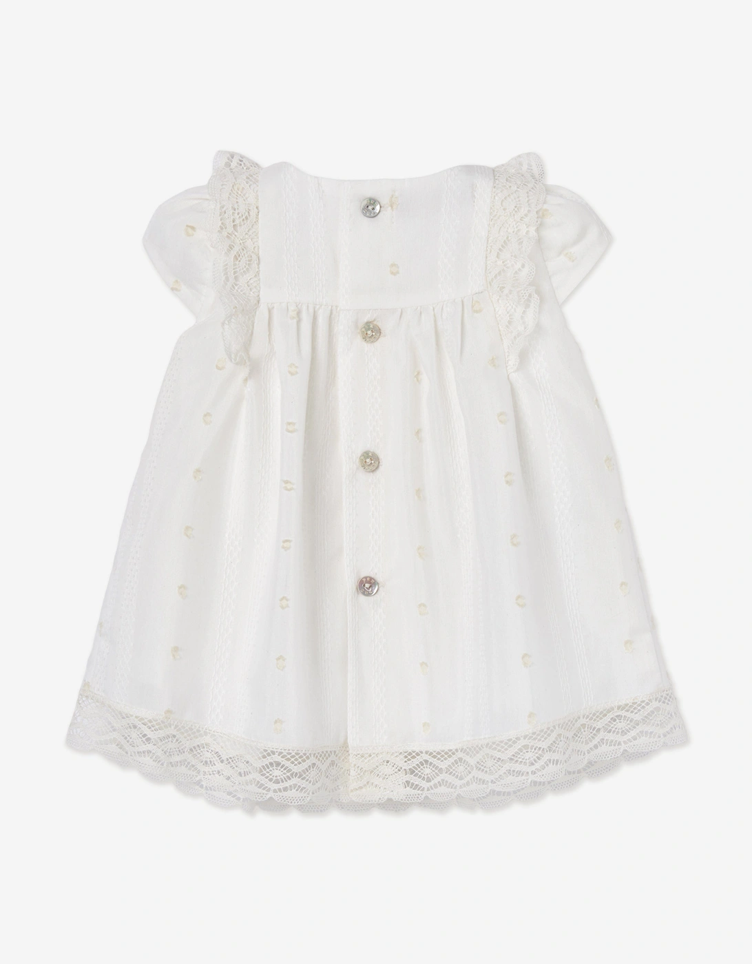 Baby Girls Lace Trim Ceremony Dress in Ivory