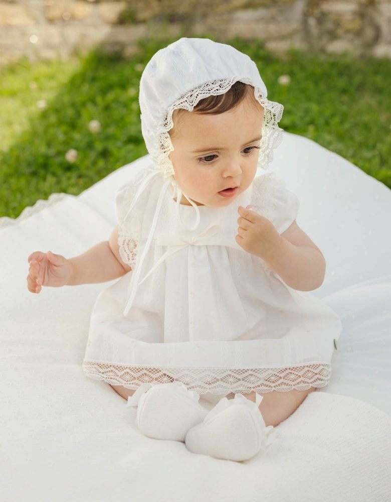 Baby Girls Lace Trim Ceremony Dress in Ivory