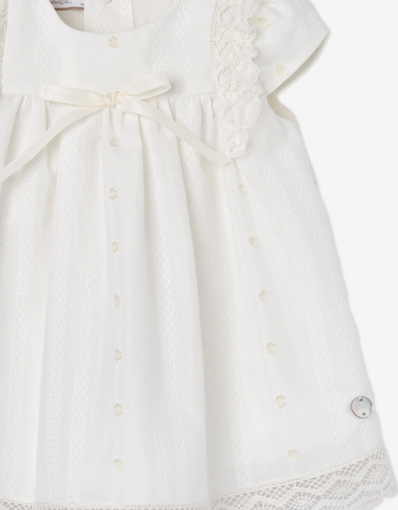 Baby Girls Lace Trim Ceremony Dress in Ivory
