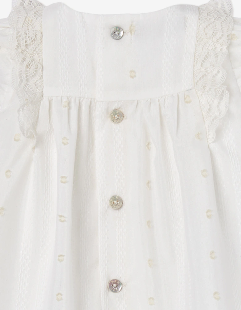 Baby Girls Lace Trim Ceremony Dress in Ivory
