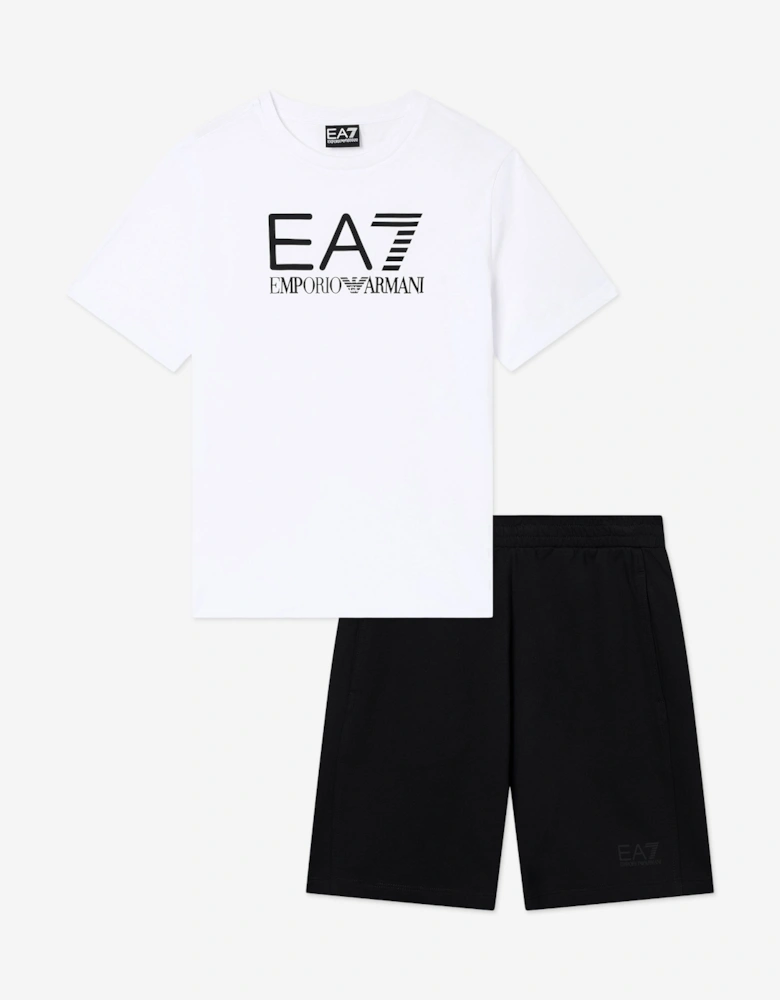 Emporio Armani Boys Train Visibility Short Set in White