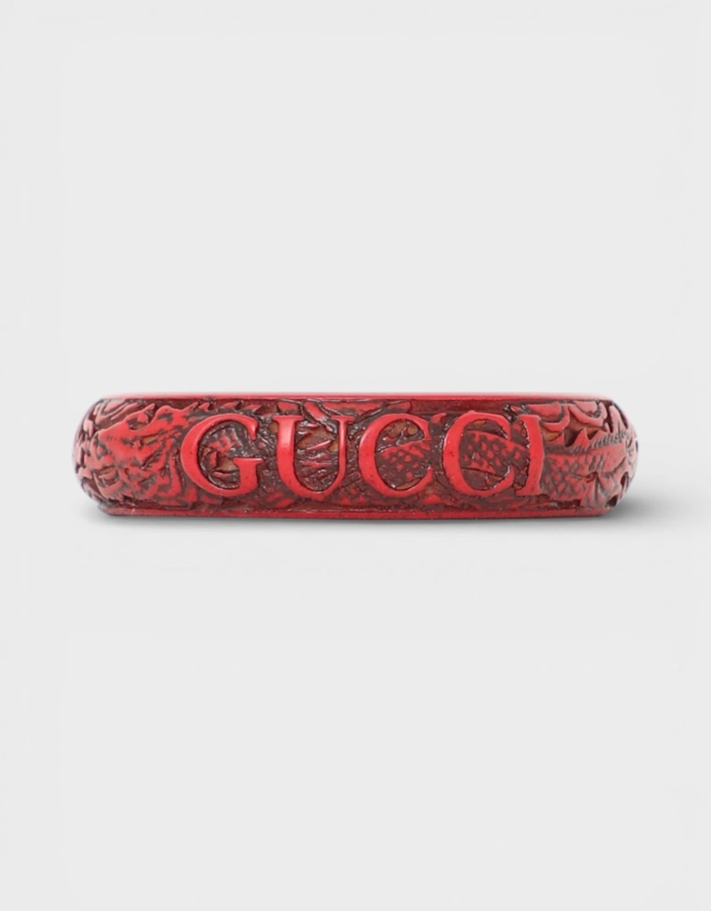 FW 2019 Dragon Engraved Wooden Bangle Red