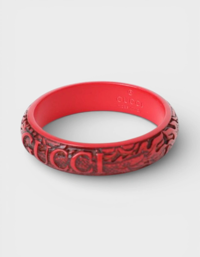 FW 2019 Dragon Engraved Wooden Bangle Red