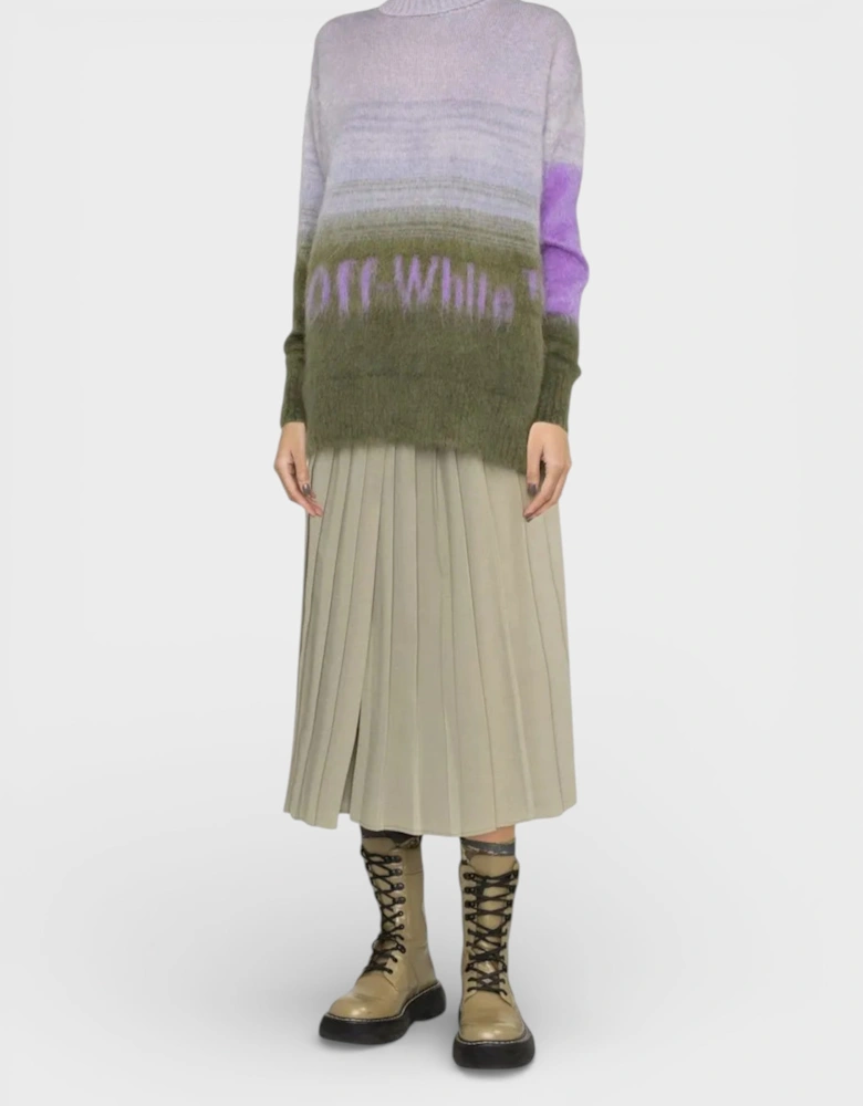 Mohair Helvetica Logo Turtleneck Military Green Lilac