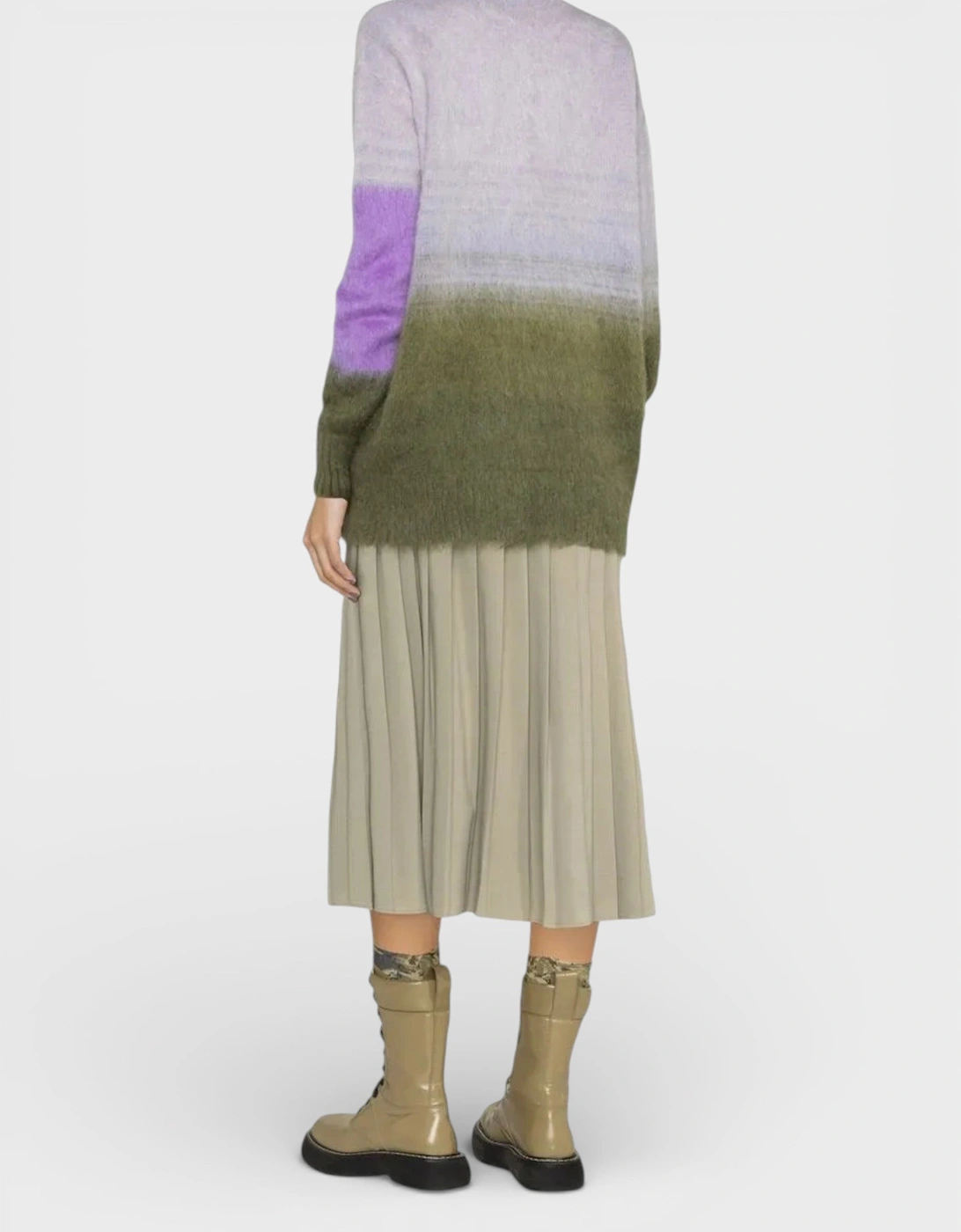 Mohair Helvetica Logo Turtleneck Military Green Lilac