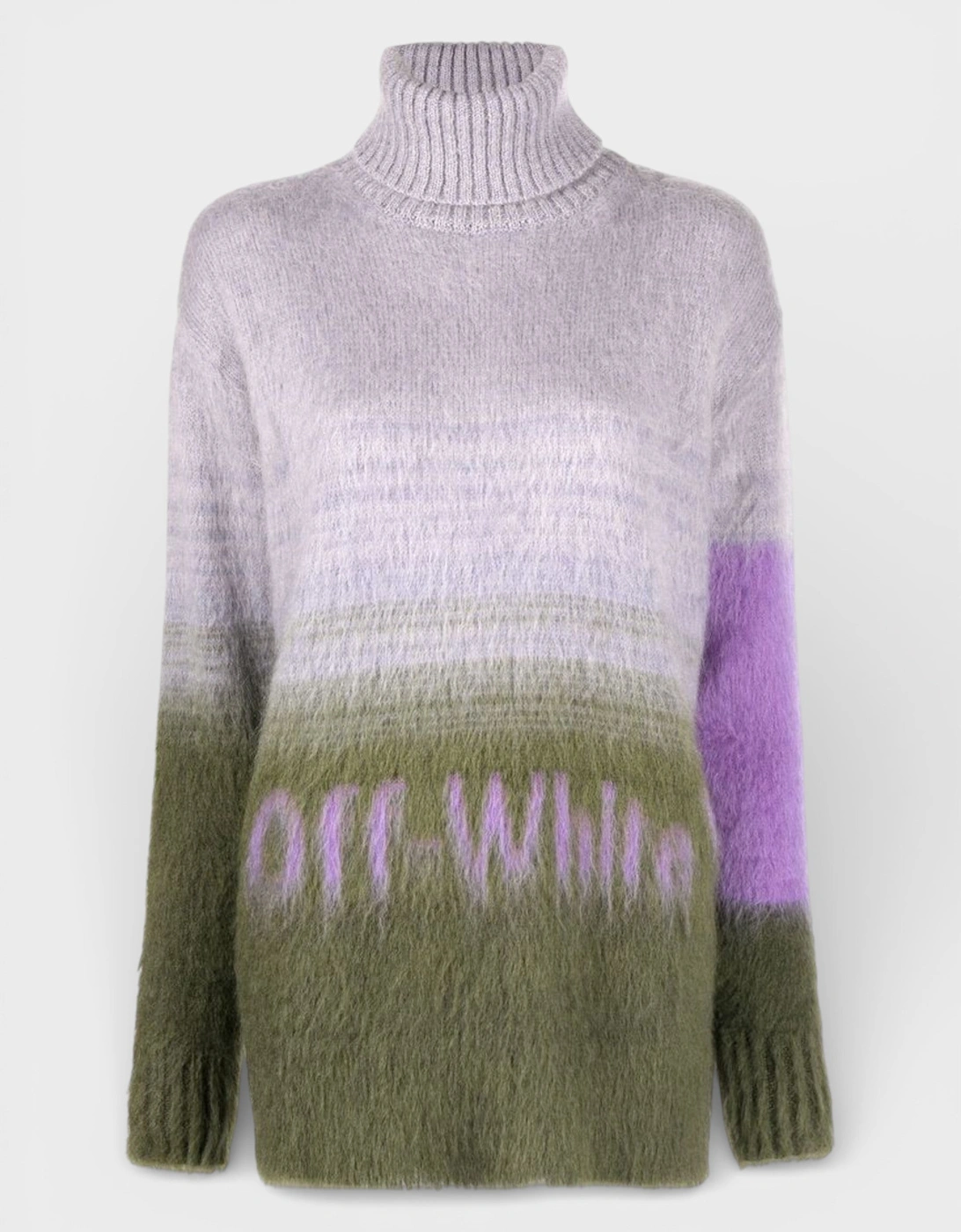 Off-White Women's Off-White Mohair Helvetica Logo Turtleneck Military Green Lilac