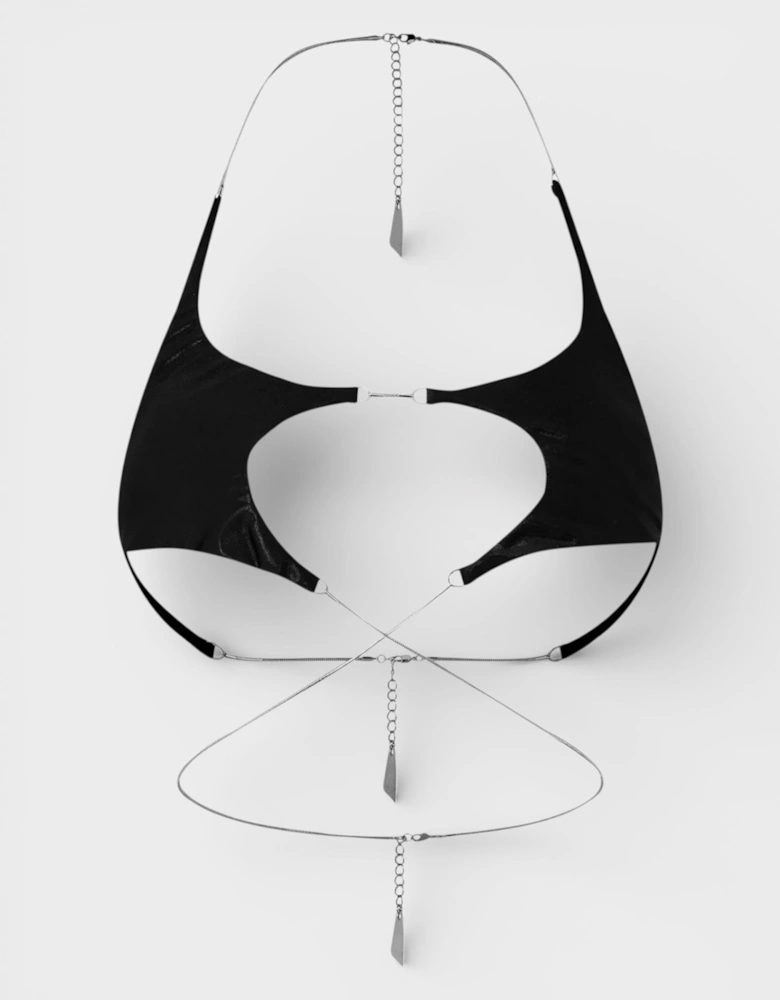 Star Cutout Bikini Top Black