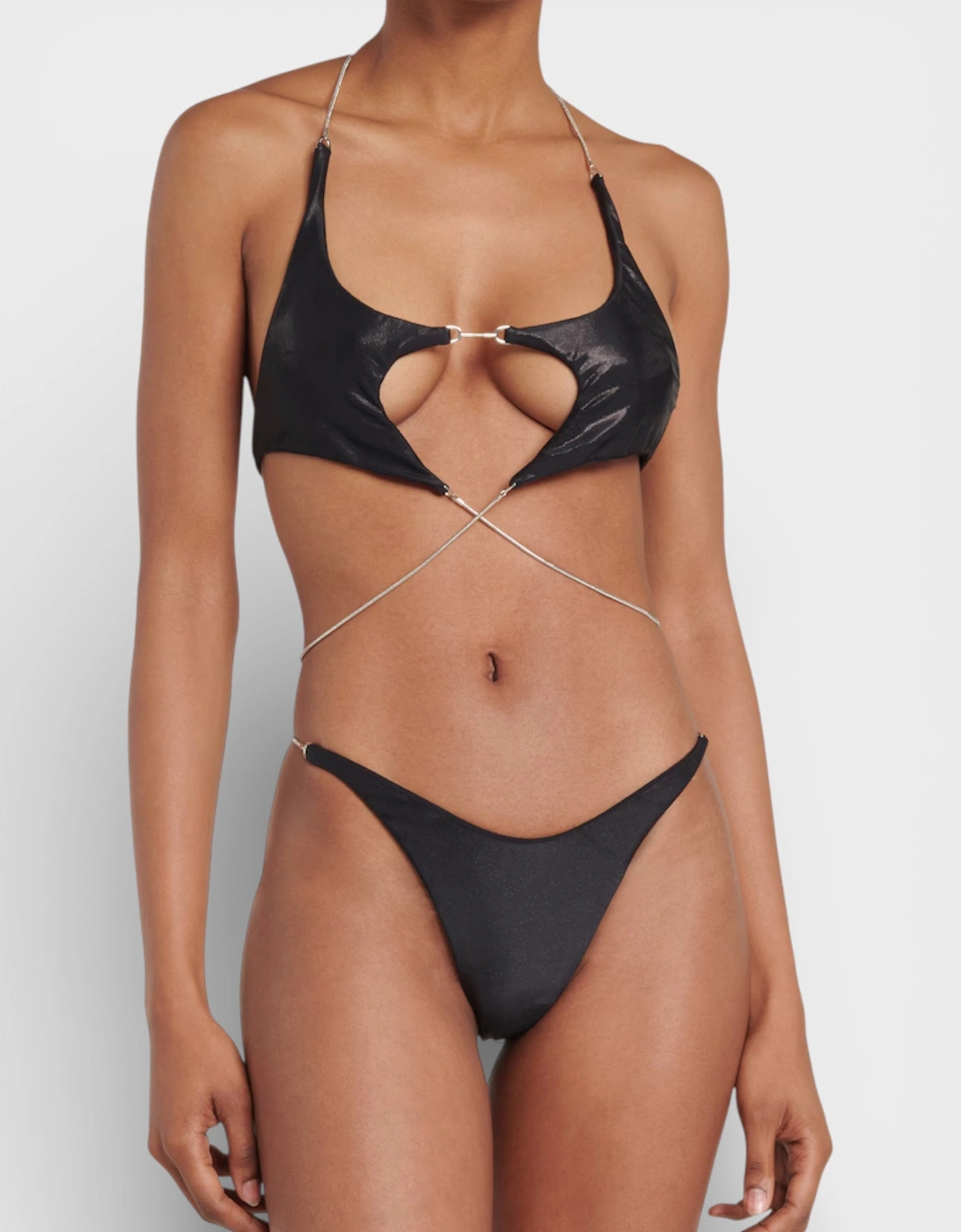 Star Cutout Bikini Top Black