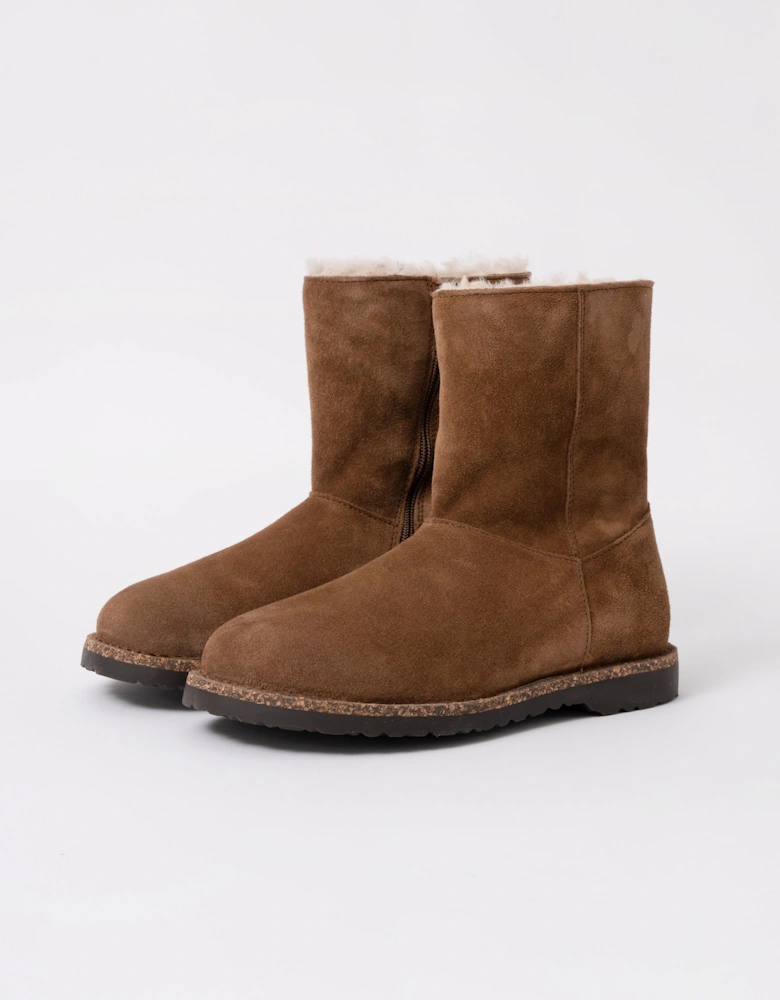Uppsala Zip Shearling Suede Boots - Dark Tea