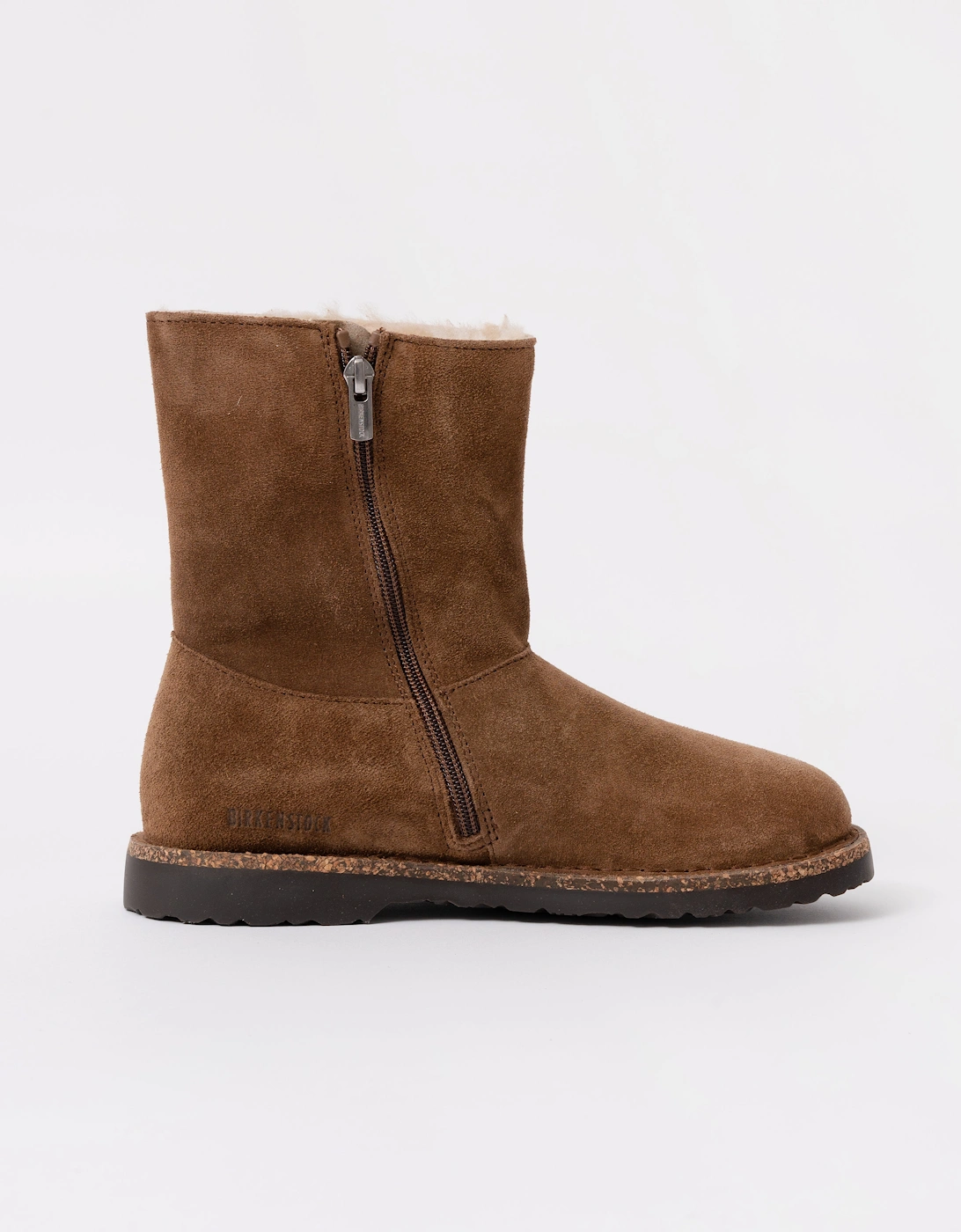 Uppsala Zip Shearling Suede Boots - Dark Tea