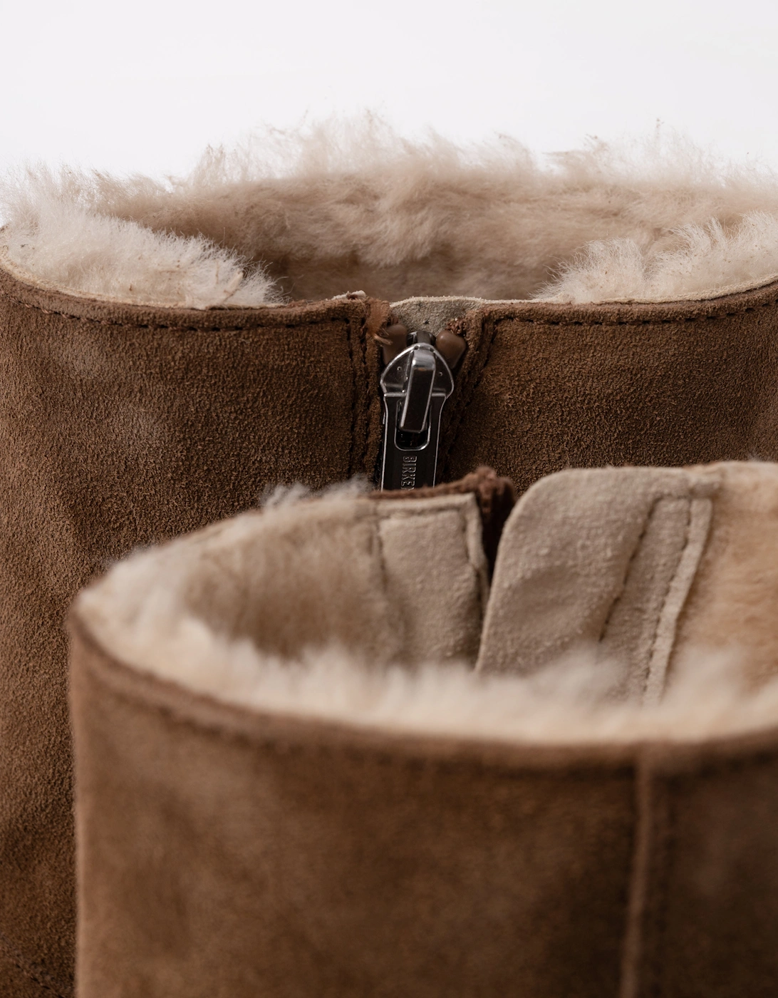 Uppsala Zip Shearling Suede Boots - Dark Tea