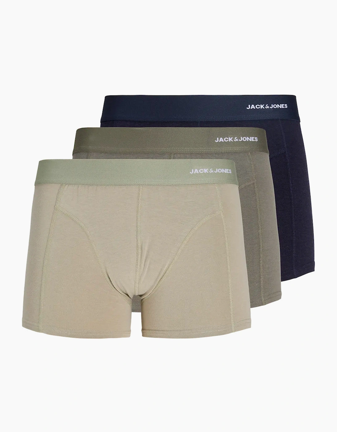 Jack & Jones Men's Tan Jac Gabriel Bamboo Trunks 3 Pk Smokey/Olive/Seagrass  37/36/32 Xl