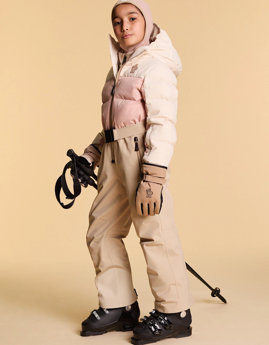 Enfant Girls Grenoble Down Padded Ski Suit in Pink