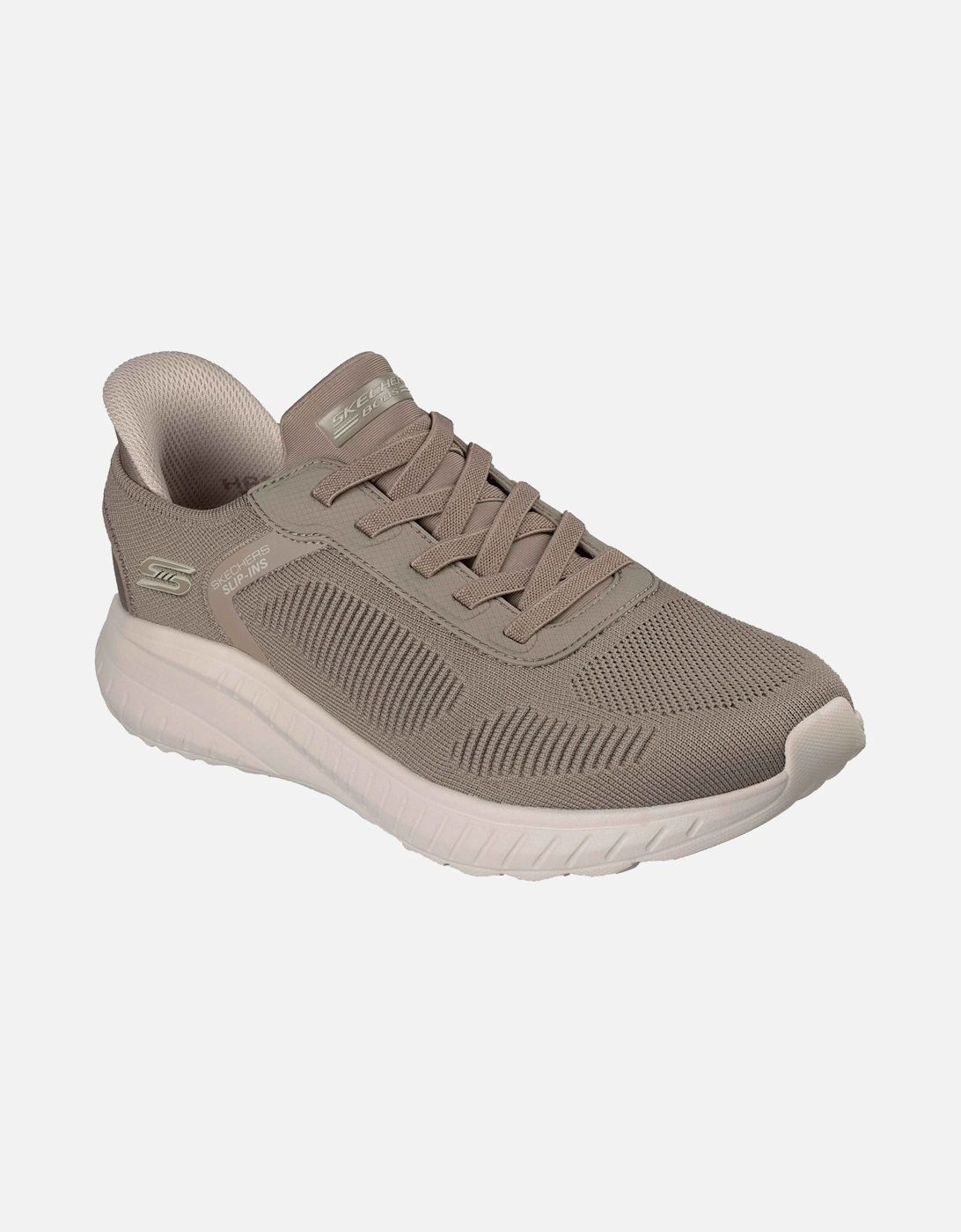 Skechers Men's Green Bobs Sport Squad Chaos Solid Step Textile Dark Taupe Standard Trainers - Size: 9