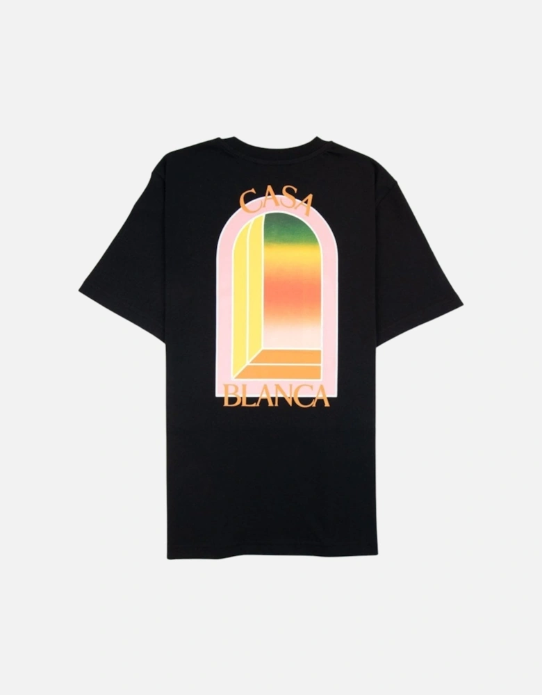 Gradient Arch Design Black T-Shirt