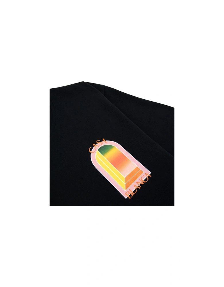 Gradient Arch Design Black T-Shirt