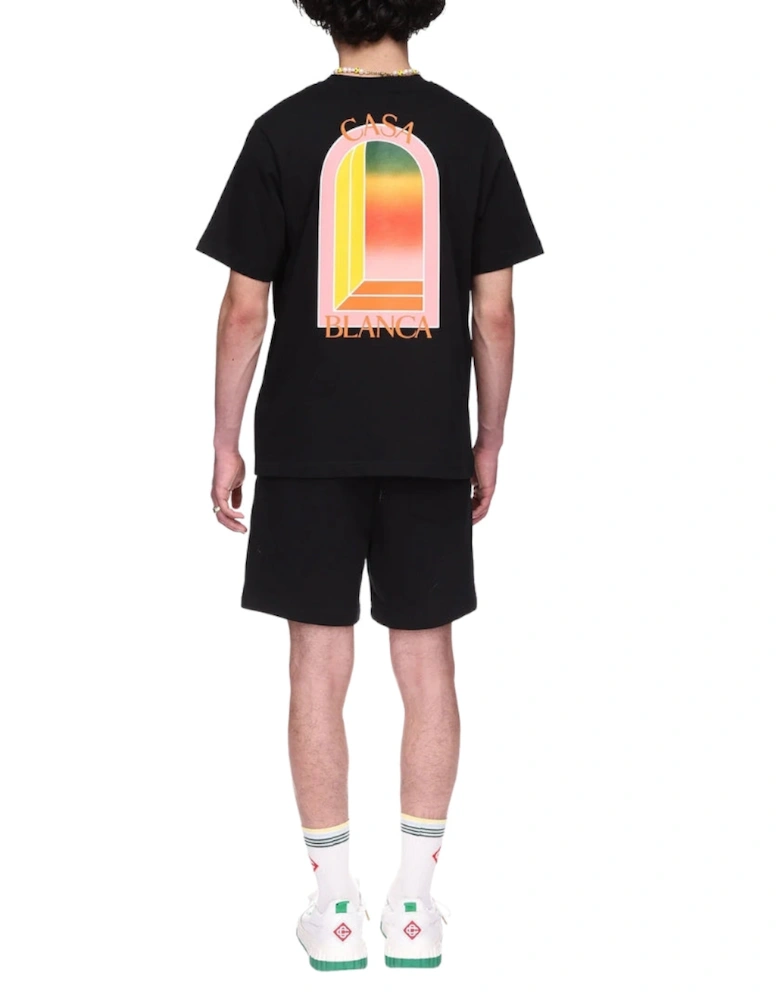 Gradient Arch Design Black T-Shirt