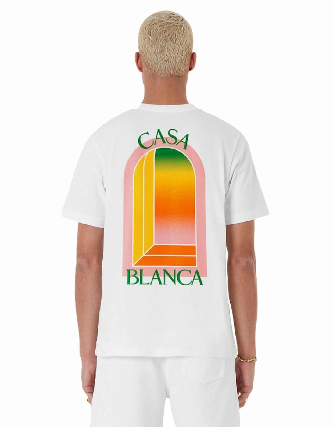 Gradient Arch Design White T-Shirt