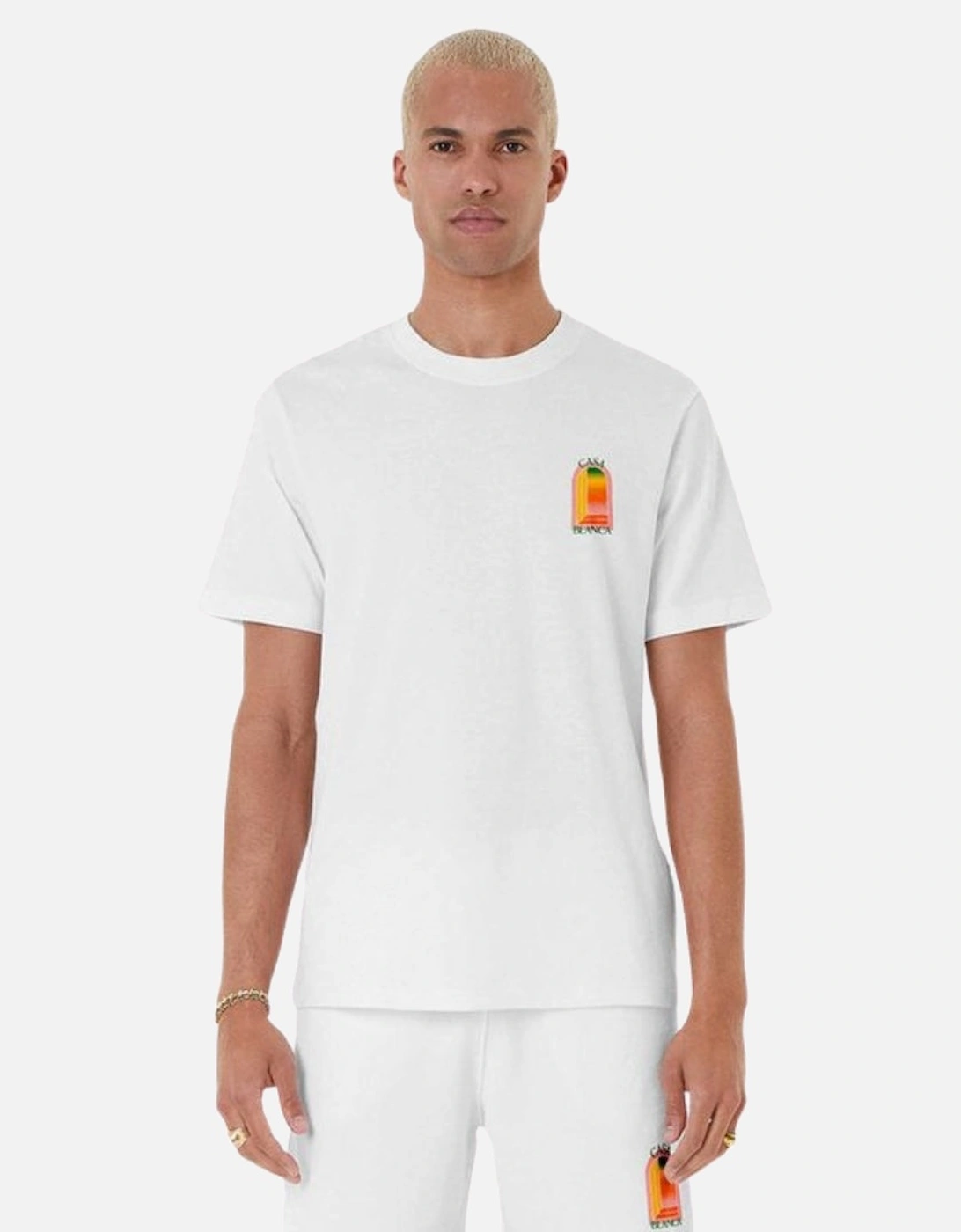 Gradient Arch Design White T-Shirt