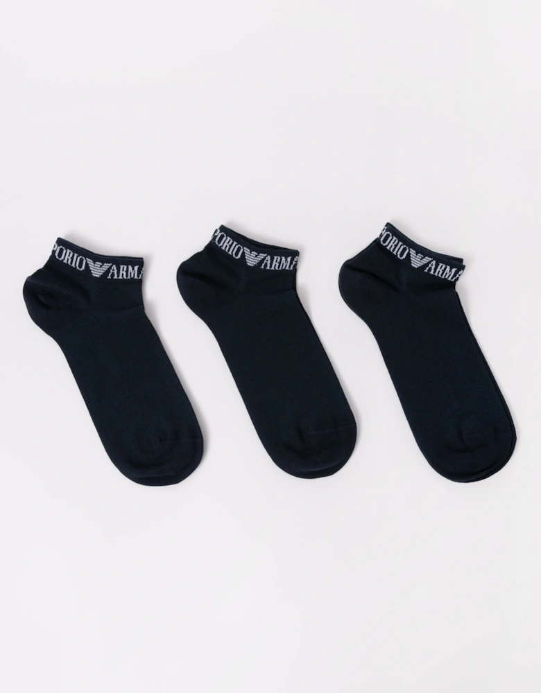 3-Pack Mens Trainer Socks - Armani Blue