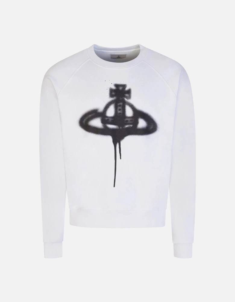 Men's White Spray Orb Raglan Sweatshirt