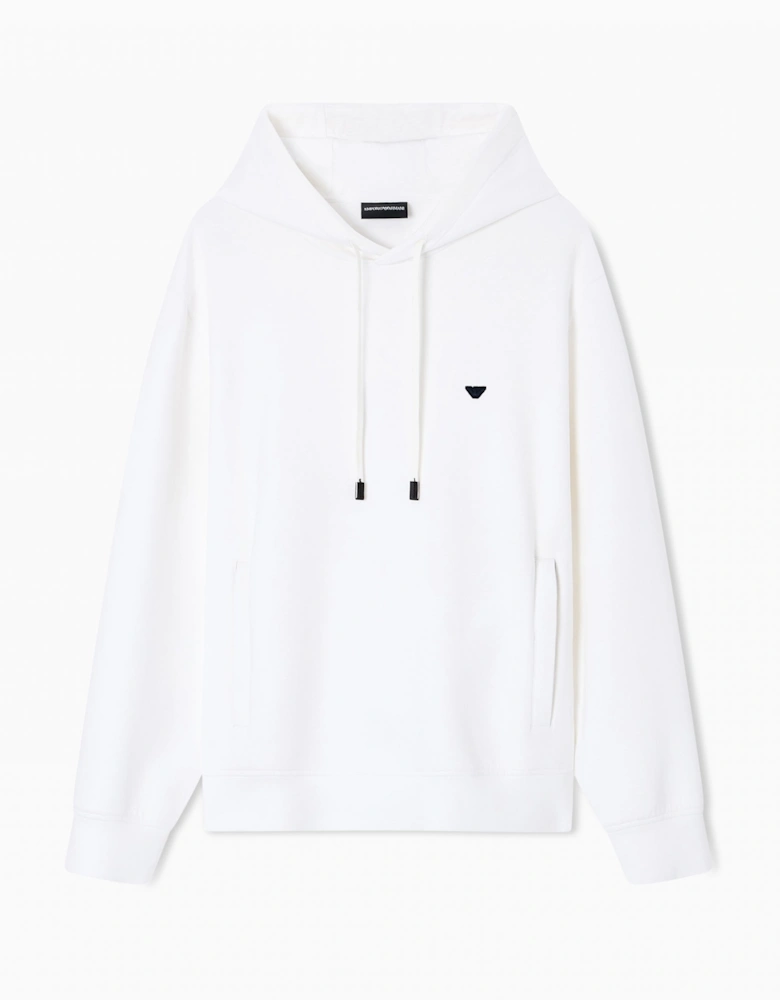 DOUBLE-JERSEY BRANDED PULLOVER HOODED TOP