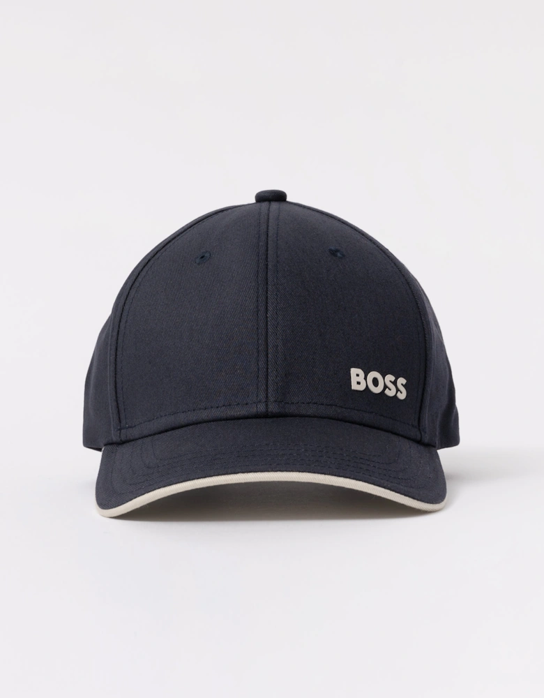 BOSS Green Mens Bold Logo Print Cap In Cotton Twill - Dark Blue 404