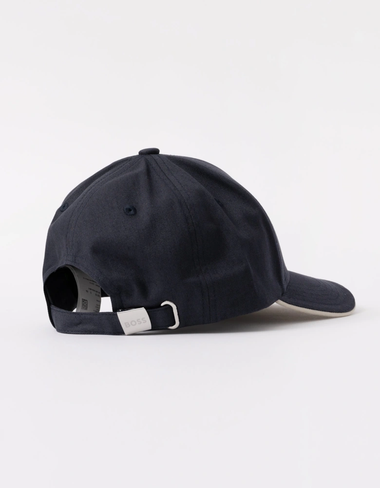 BOSS Green Mens Bold Logo Print Cap In Cotton Twill - Dark Blue 404