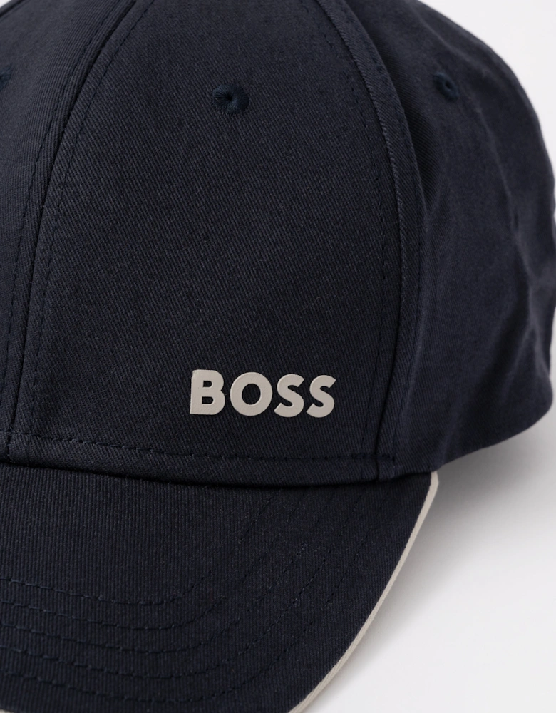 BOSS Green Mens Bold Logo Print Cap In Cotton Twill - Dark Blue 404