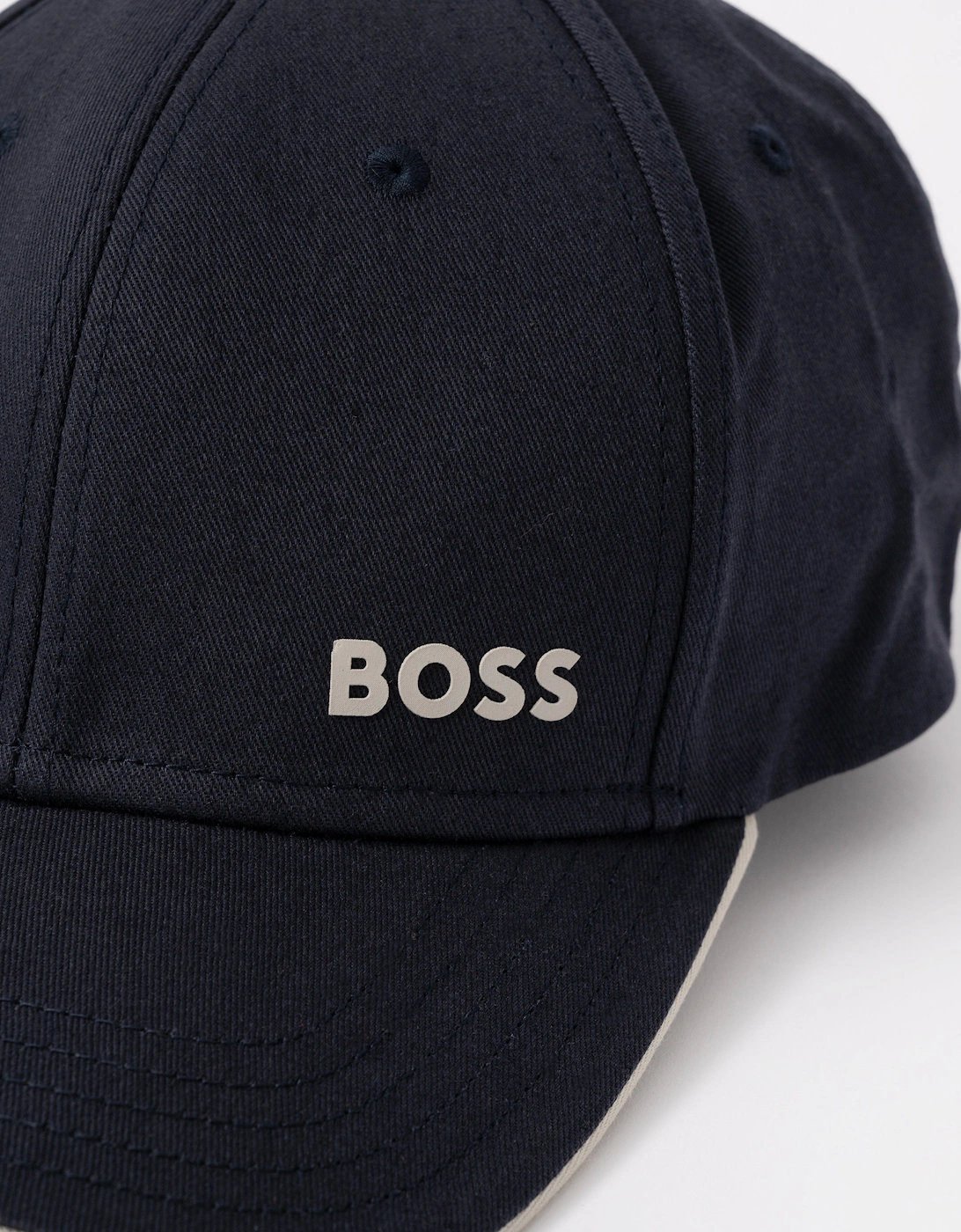 BOSS Green Mens Bold Logo Print Cap In Cotton Twill - Dark Blue 404