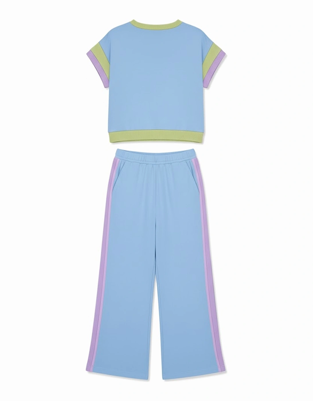 Sky Blue Color Block Detail Casual Two-piece Outfit, 13 of 12