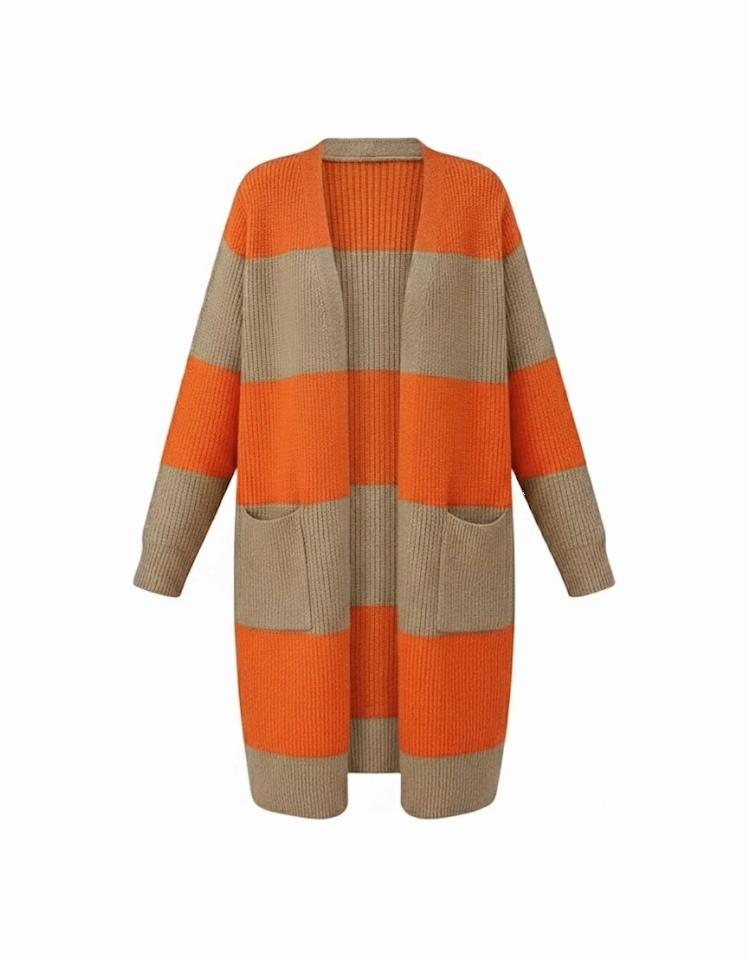 Orange Colorblock Ribbed Knit Cardigan, 17 of 16