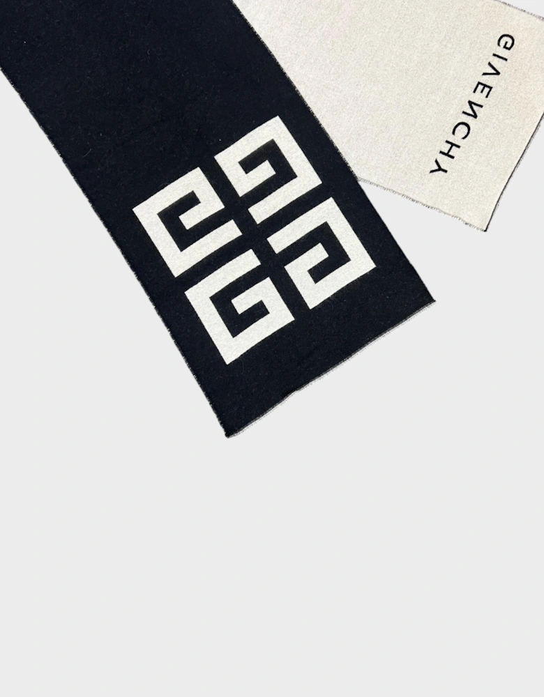 4G Logo Virgin Wool Scarf Black