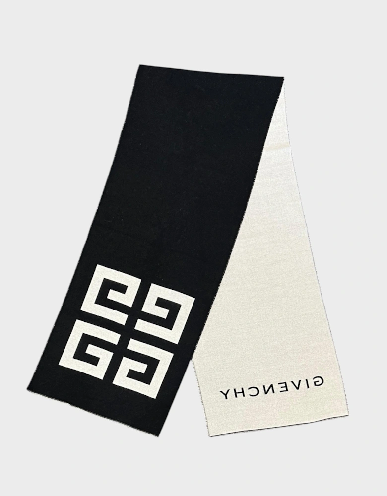 4G Logo Virgin Wool Scarf Black