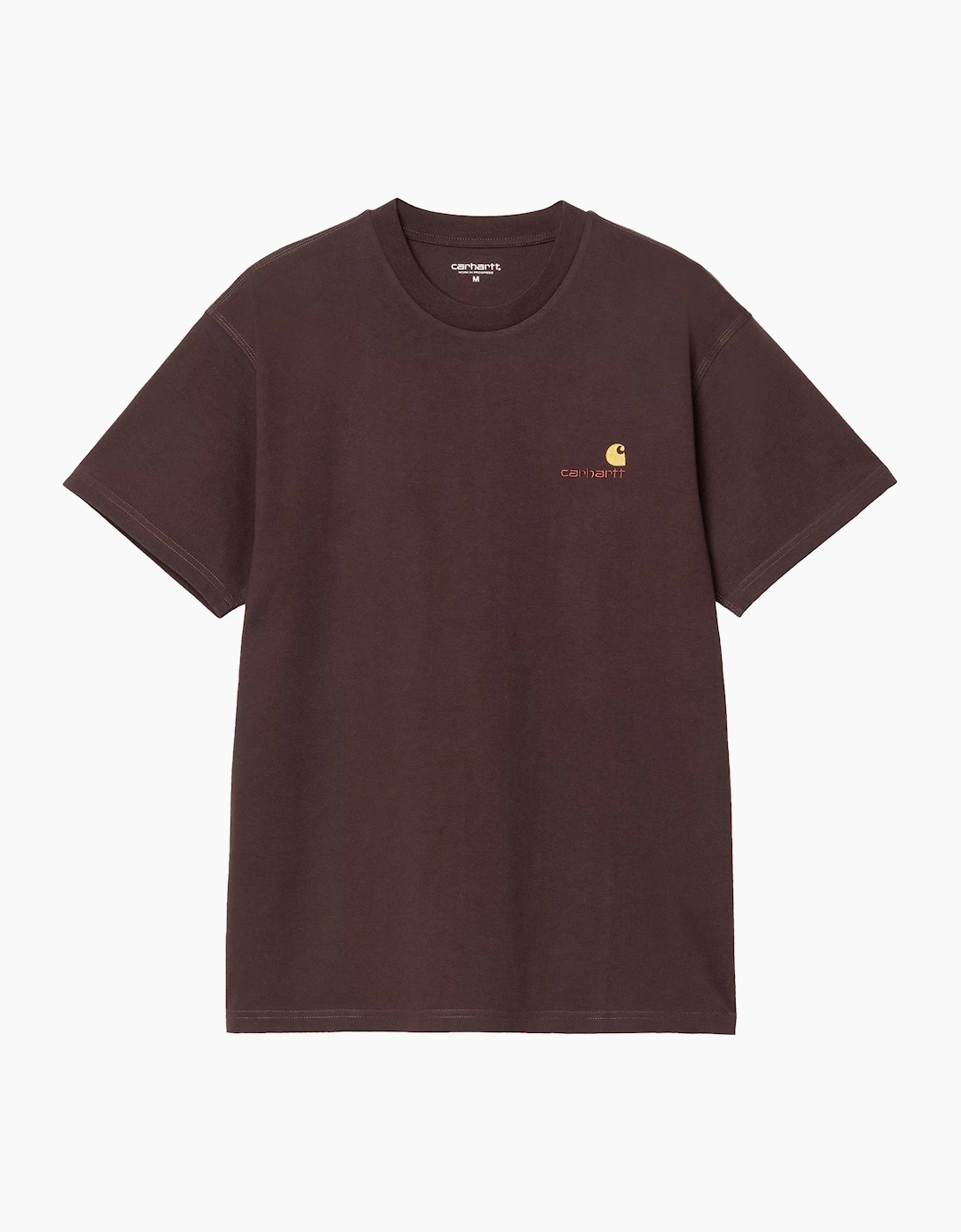 Carhartt Wip Men's Brown S/S American Script T-Shirt Palisander  42 Xl