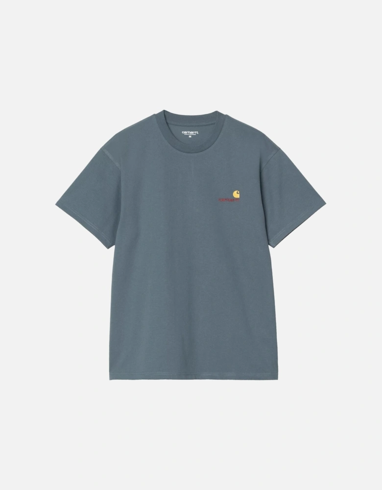 S/S American Script T-Shirt Office Blue