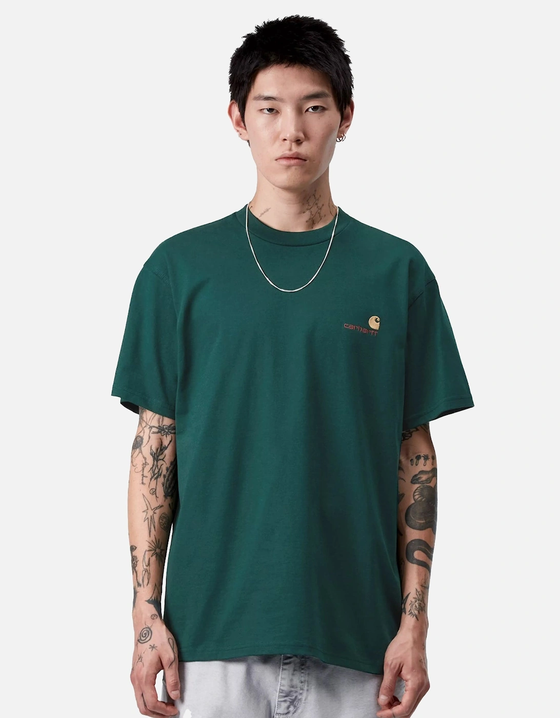 S/S American Script T-Shirt Kale Green